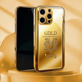 Gold Bar Letters Pattern Gold Paint Glass Case For iPhone