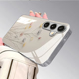 Luxury Floral Pattern Electroplate Silver Case For Samsung Galaxy