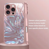 Lasers Textured Iridescent Paint Tempered Glass Case For iPhone