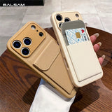 Card slot pocket wallet-style leather phone case For iPhone