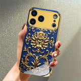 Jewelry Art Decoration Pattern Gold Metallic Paint Glass Phone Case For iPhone