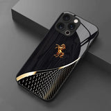 Stylish Golden Horse Pattern Tempered Glass Phone Case For iPhone