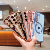 Love Heart Plating Magnetic Case For Samsung Galaxy