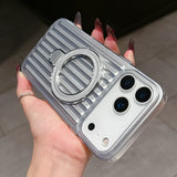 Magnetic Luggage Corrugated Stripe Bracket Case for IPhone