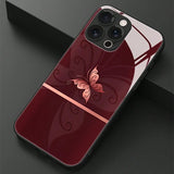 Gold Rose Print Tempered Glass Case For iPhone