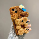 Cute Teddy Fluffy Fur Warm Phone Cases For iPhone