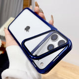 Plating Fold Glass Camera Lens Holder Clear Thin Hard Case for iPhone