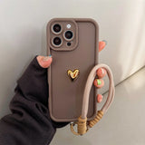 Cute Korean 3D Golden Love Heart Soft Case For iPhone