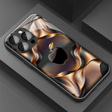 Black Golden For Apple Pattern Glass Material Phone Case For iPhone