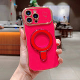Plating Love Heart Magnetic  Phone Case For iPhone