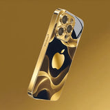 Gilded Fluid For Apple Pattern Gold Metallic Paint Glass Case For iPhone