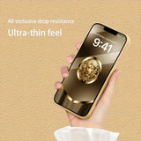 Simple Golden Lion Pattern Gold Metallic Paint Glass Case For iPhone