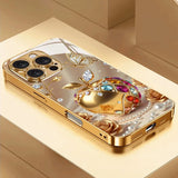Luxury Golden For Apple Pattern Metallic Paint Glass Phone Case For iPhone