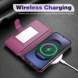 Wallet Multi-card Slot Zipper Kickstand Magnetic Flip Leather Case For Samsung