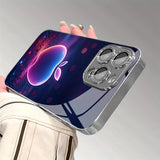 Colorful For Apple Pattern Electroplated Glass TPU Phone Case For iPhone