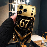 Gilded Oval Numbers Pattern Gold Metallic Paint Glass Case For iPhone