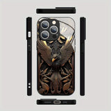 Luxury Eagle Pattern Tempered Glass Case For iPhone