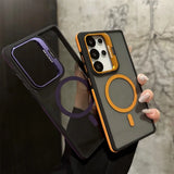 Magnetic Metal Lens Protection Stand Case For Galaxy Samsung