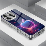 Colorful For Apple Pattern Electroplated Glass TPU Phone Case For iPhone