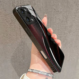 Simple Elegant Red Curved Pattern Tempered Glass Case For iPhone