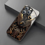 Luxury Eagle Pattern Tempered Glass Case For iPhone