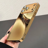 Luxury Gold Streamlined Abstract Metallic Paint Glass Case For iPhone