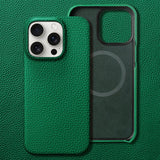 Cowhide Lychee Leather Magnetic Case for iPhone