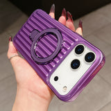Magnetic Luggage Corrugated Stripe Bracket Case for IPhone