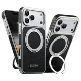 Rotating magnet ring folding stand leather magnetic phone case suitable For iPhone