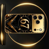 Gilded Oval Numbers Pattern Gold Metallic Paint Glass Case For iPhone