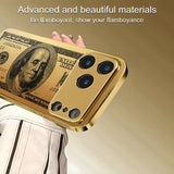 Personalized Banknotes Pattern Gold Metallic Paint Glass Case For iPhone