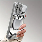 Transparent Crystal For Apple Pattern Tempered Glass Electroplated Case For iPhone