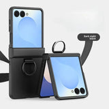 Skin Feel Hard Phone with Ring Hinge Protective Case for Samsung Galaxy Z Flip