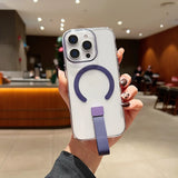 Luxury Wrist Strap Ring Lanyard Magnetic Wireless Charge Clear Case for iPhone