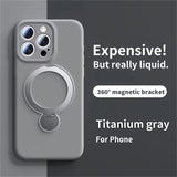 Invisible Stand Holder Magnetic Liquid Silicone Case for iPhone