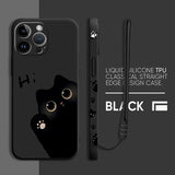 Cute Cartoon Black Cat Silicone Case for iPhone