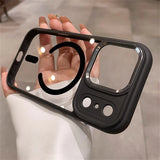 Transparent for Magnetic Acrylic Camera Control Buttons Armor Case For iPhone