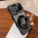Plating For Magnetic Stand Holder Rhinestones Case For iPhone
