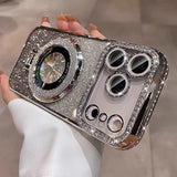 Plating For Magnetic Stand Holder Rhinestones Case For iPhone