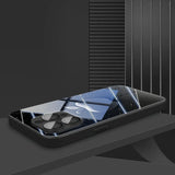 Black Mist Water Droplets For Apple Pattern Glass Phone Case For iPhone