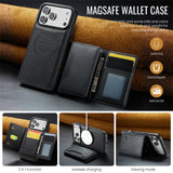 2 in 1 Magnetic Leather Wallet Case for iPhone