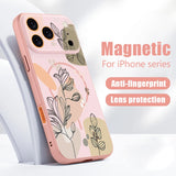 White Magnolia Flower Pattern Magnetic Case For iPhone