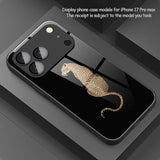 Golden Leopard Pattern Tempered Glass Black Case For iPhone