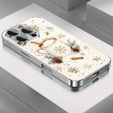 Christmas Snowflake Pattern Glass Electroplated Silver Case For iPhone
