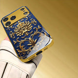 Jewelry Art Decoration Pattern Gold Metallic Paint Glass Phone Case For iPhone