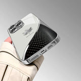 Curved Maple Leaf Pattern Tempered Glass Case For iPhone