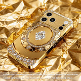 Golden Diamond Plate Pattern Gold Metallic Paint Glass Case For iPhone