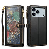 Crossbody Zipper Wallet Card Holder Lanyard Leather Case for Iphone