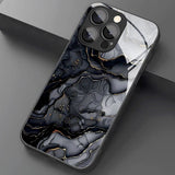 Black Marble Gradient Pattern Tempered Glass Case For iPhone
