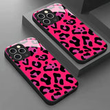 New Pink Leopard Print Tempered Glass Case For iPhone